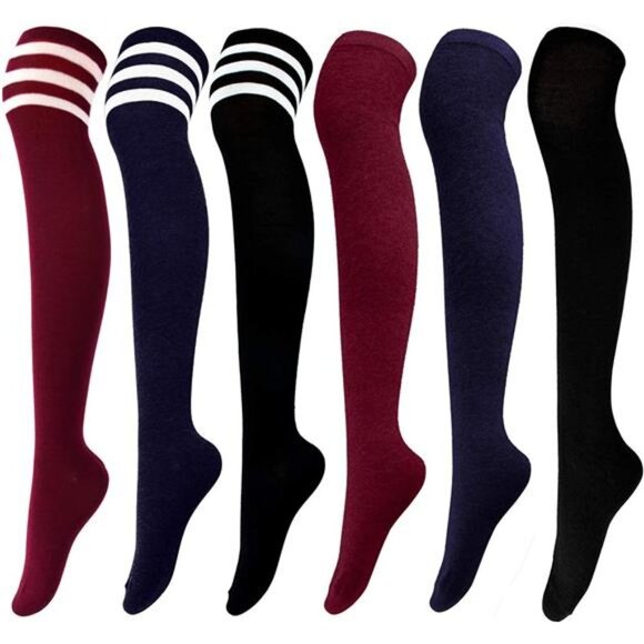 6 Pairs Women's Extra Long Socks Long Boot Stockings Thigh High Socks
